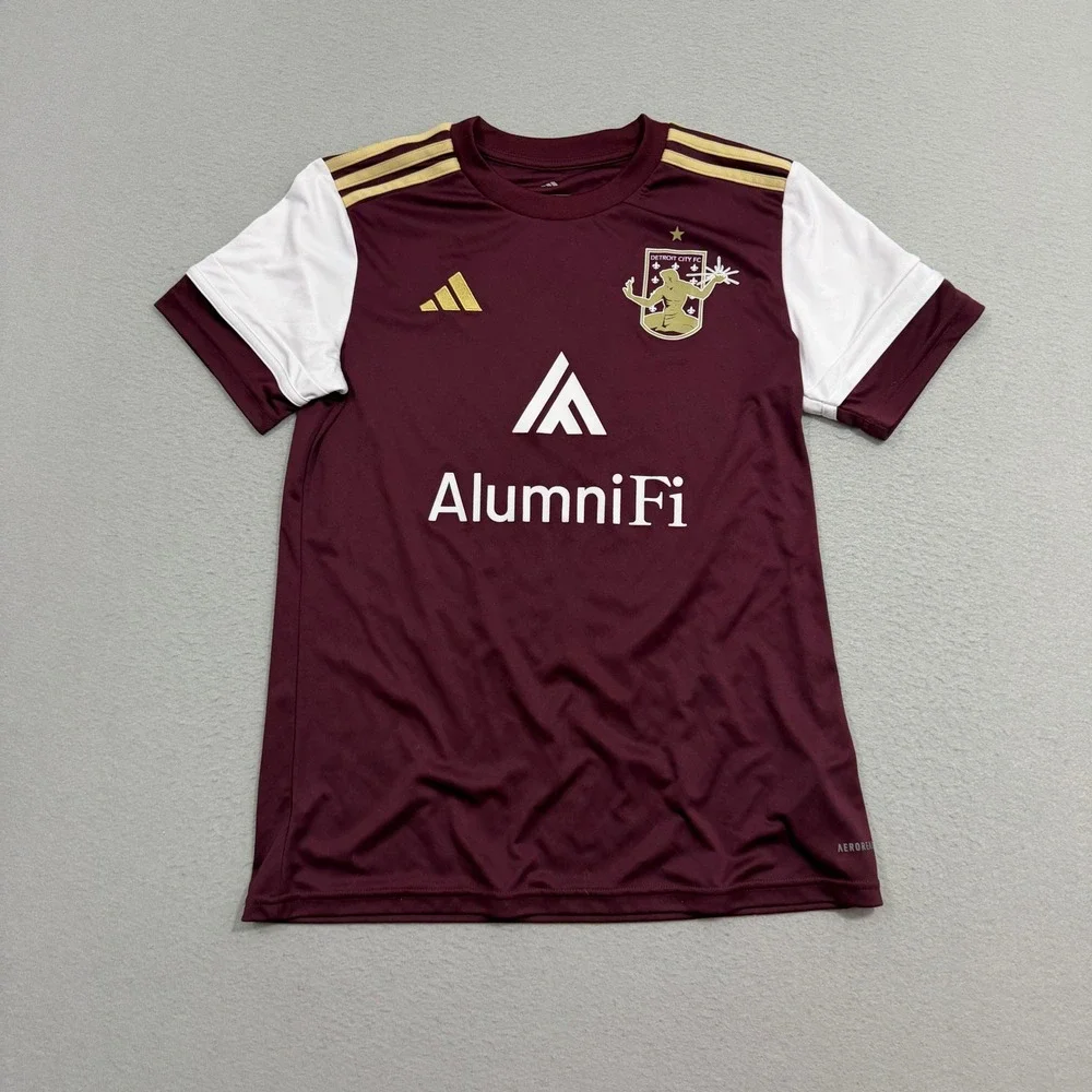 Adidas Detroit City FC Jersey Medium Maroon Red Gold 2025 Kit Futbol Michigan